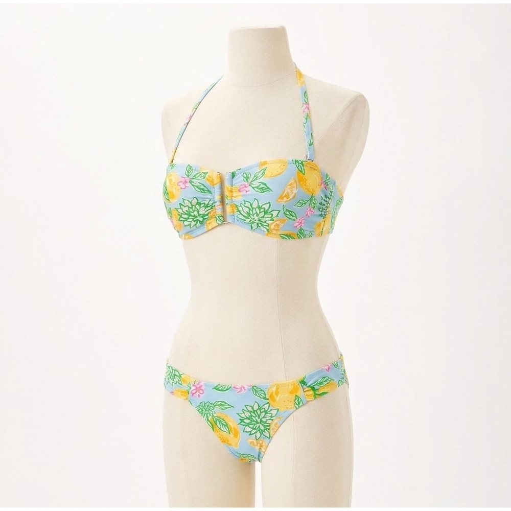 NEW LILLY PULITZER jessa bandeau swim top in bluette make lemonade